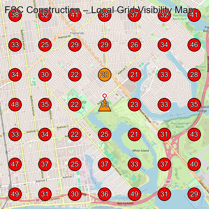 FSC Construction GeoGrid visibility map for General Contractor in Brooklyn